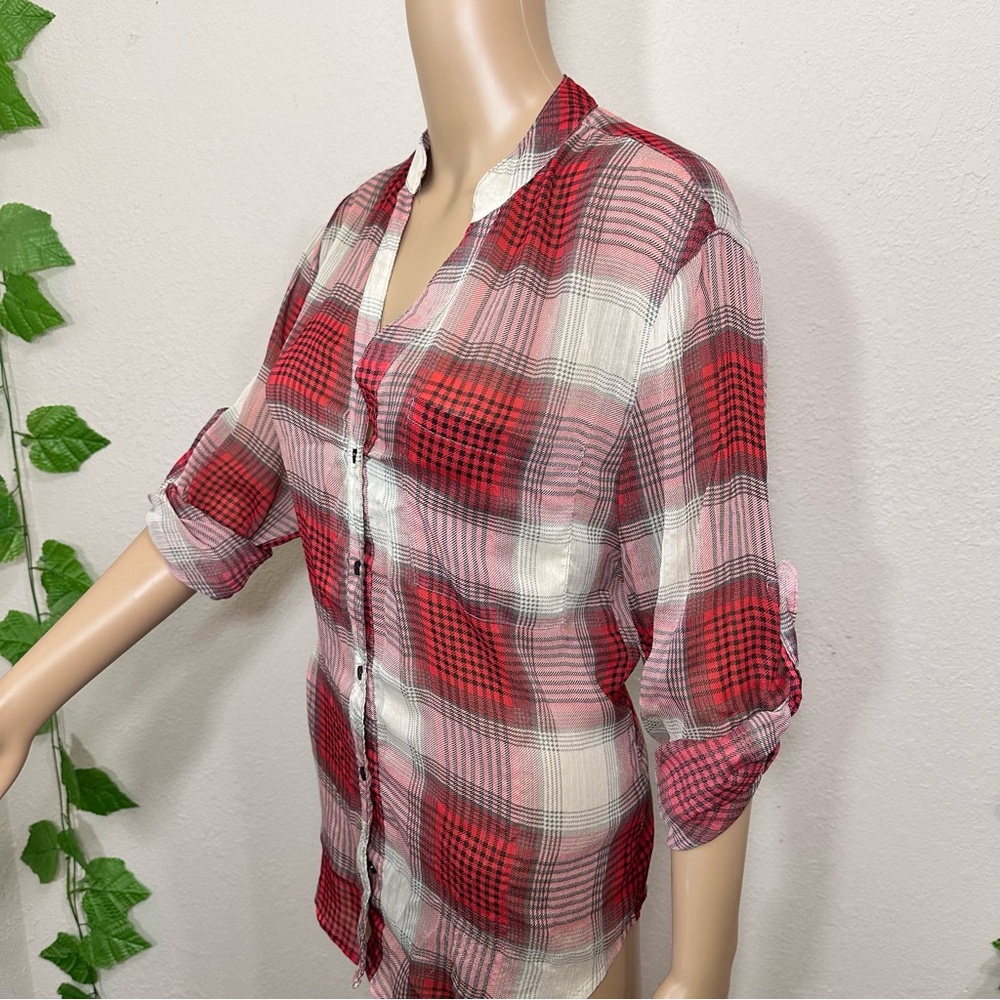 Weavers Plaid Button Down Top - image 5